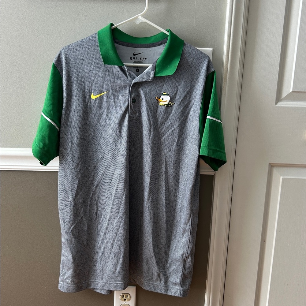 Nike Oregon Duck Gray and Green Polo Shirt